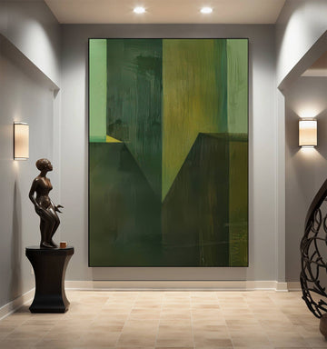 Urban Depths: Geometric Abstract Oil Painting