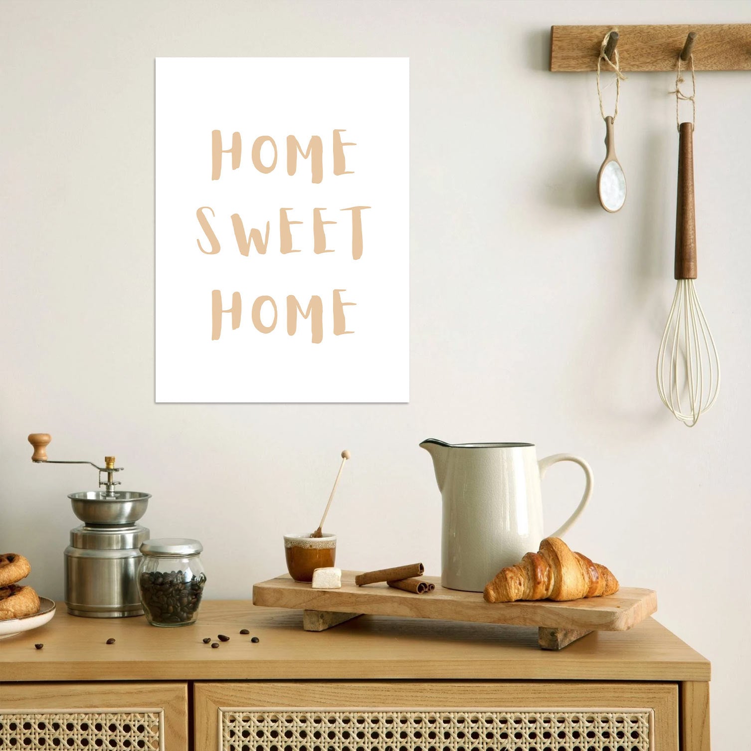 Home Sweet Home Canvas Poster – Minimalist Warmth for Your Kitchen