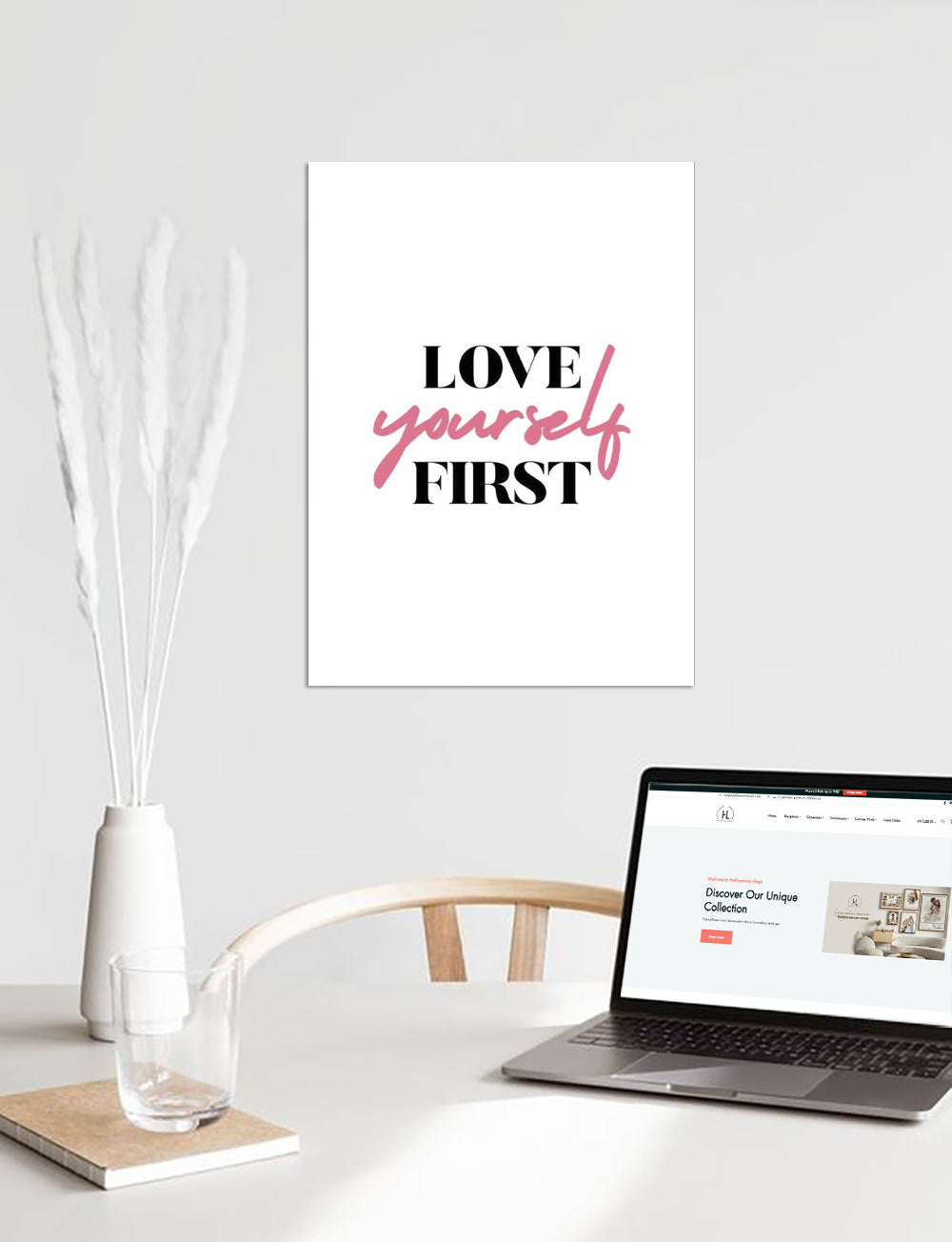 Love Yourself First - Empowering Canvas Print for Workspace