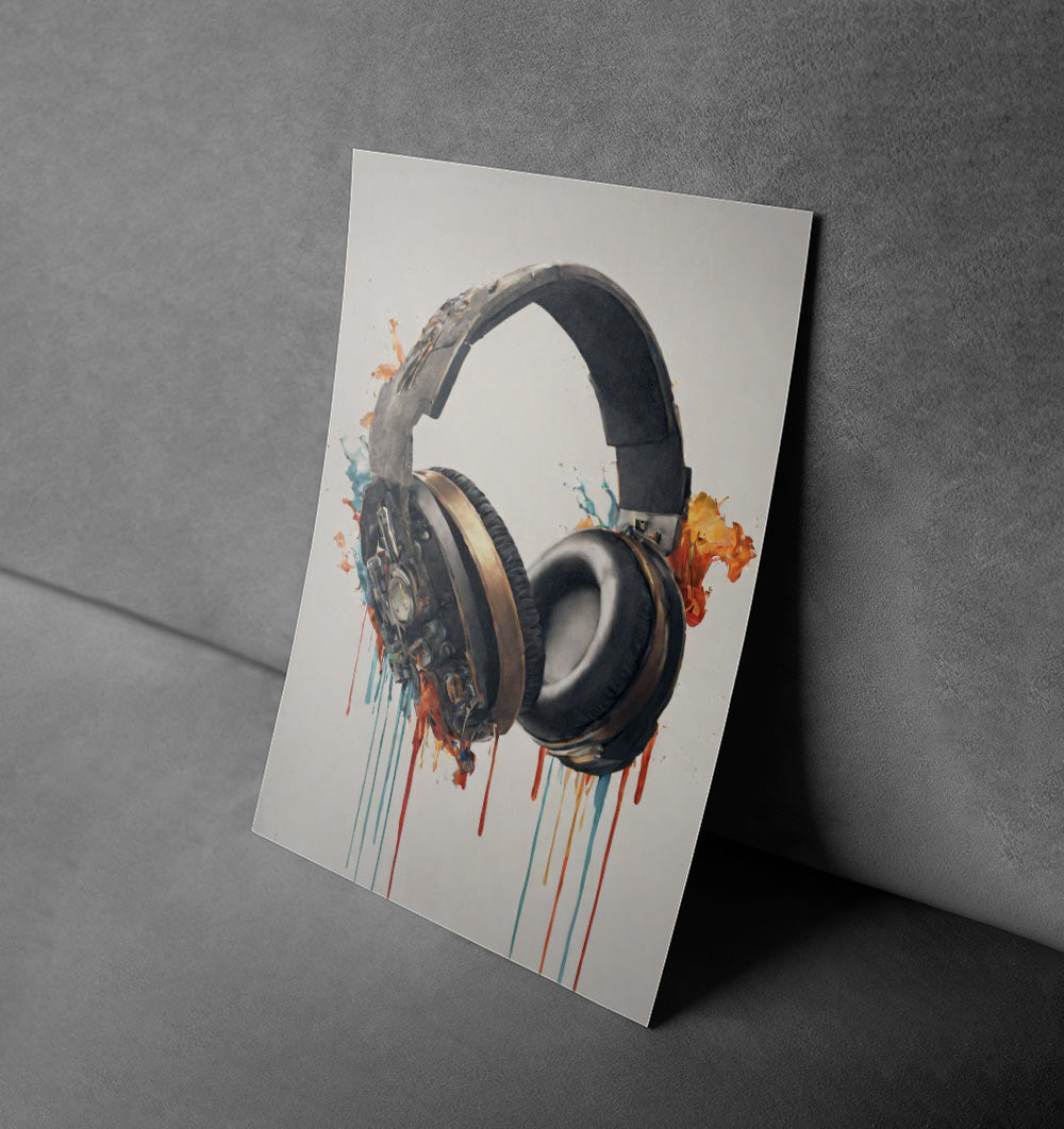 Abstract Headphone Art Print - Vibrant Music-Themed Wall Decor