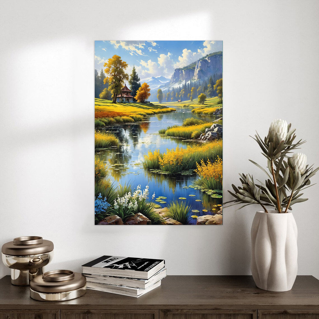 Tranquil Riverside Retreat – Serene Nature Poster