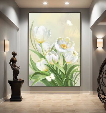 Whispering Tulips: Serene Floral Oil Painting