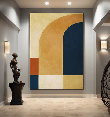 Sunlit Arches: Modern Geometric Abstract Oil Painting