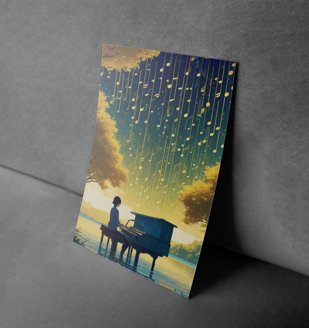 Tranquil Piano Serenade Art Print - Dreamy Music Wall Decor