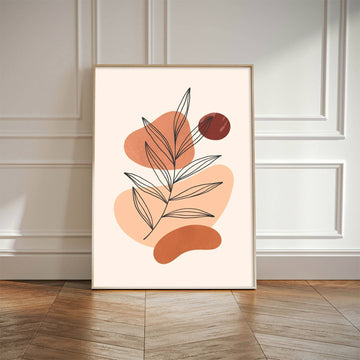 Minimalist Botanical Line Art – Warm Earth Tones Canvas Print