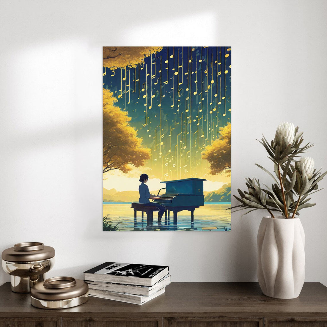 Tranquil Piano Serenade Art Print - Dreamy Music Wall Decor