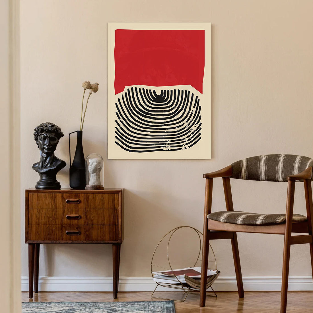 Red Horizon – Abstract Geometry Poster