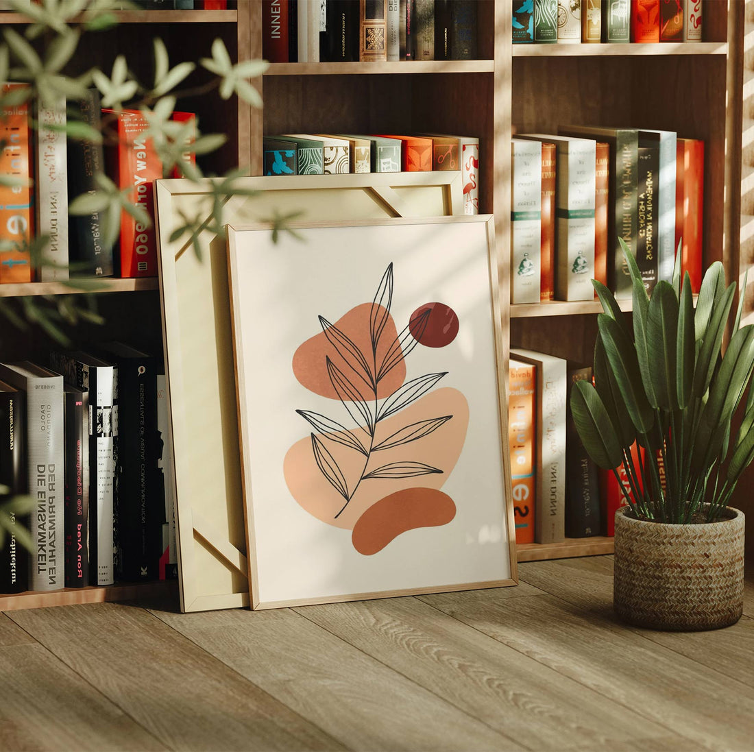 Minimalist Botanical Line Art – Warm Earth Tones Canvas Print