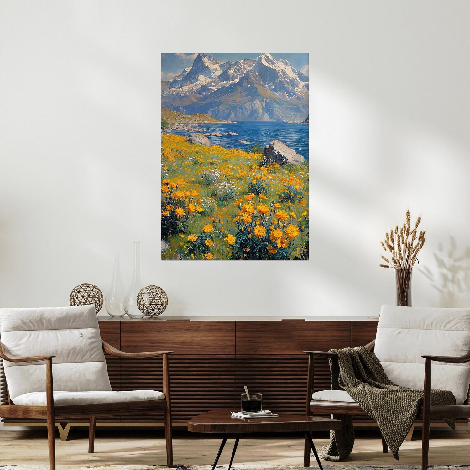 Breathtaking Mountain Meadow – Scenic Nature Canvas for Living Room