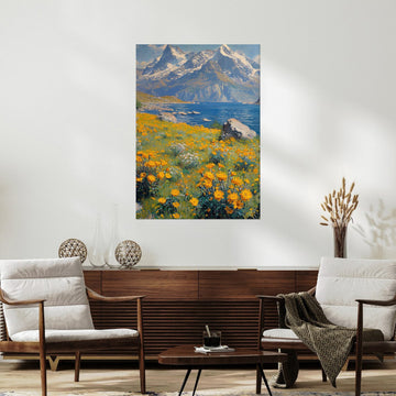 Breathtaking Mountain Meadow – Scenic Nature Canvas for Living Room