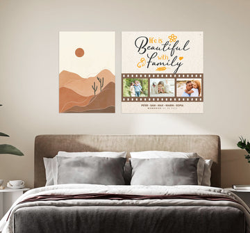 Tranquil Desert Landscape and Cherished Family Memories Canvas Prints for Bedroom Decor