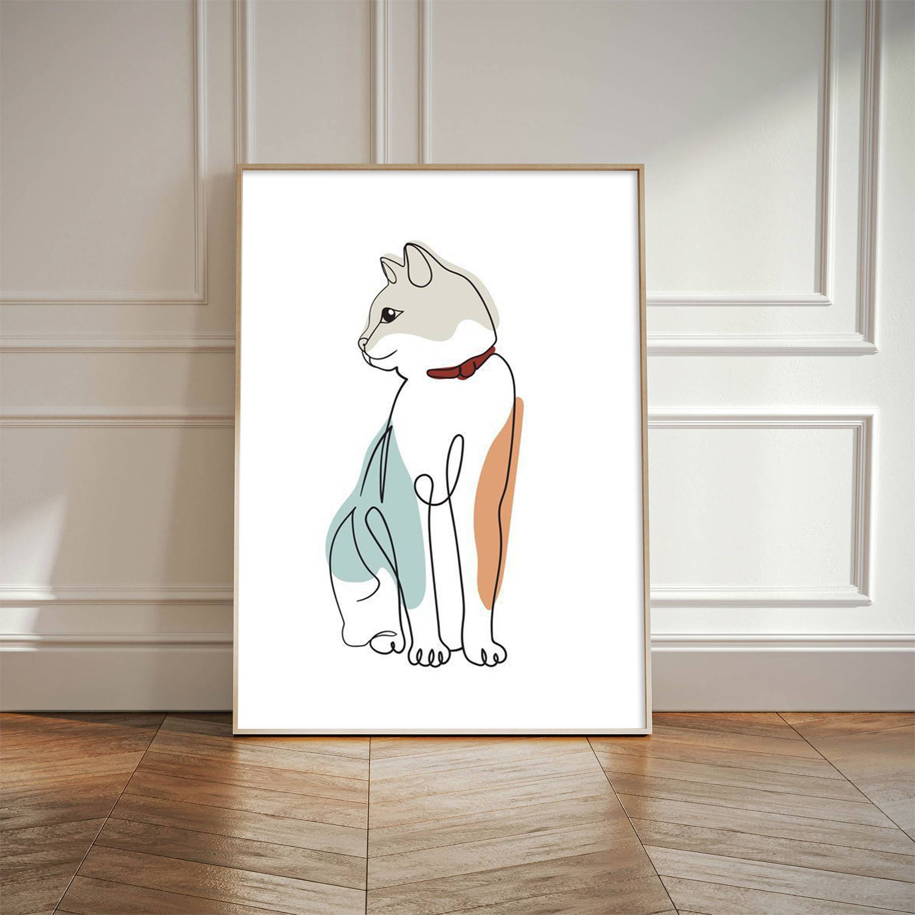 Minimalist Cat Line Art – Modern Feline Canvas Print