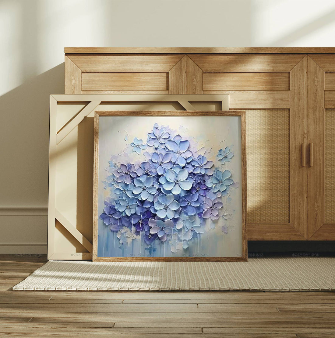 Serene Serenity: A Blue Floral Canvas