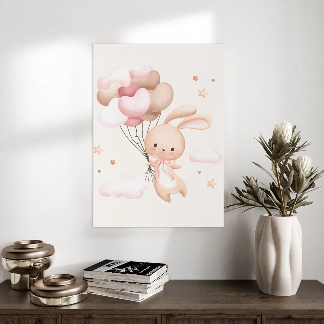 Balloon Bunny Adventure – Sweet Kids Room Wall Art