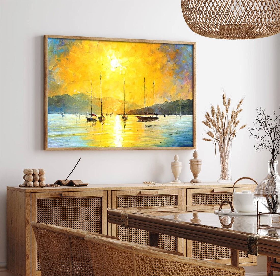 Golden Sunset Sail Canvas Print – Serenity on the Water