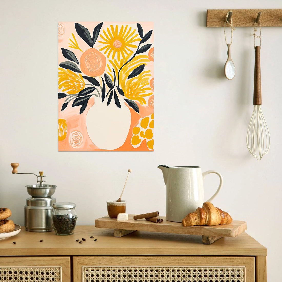 Sunny Floral Canvas Poster – Vibrant Kitchen Art for a Fresh Look