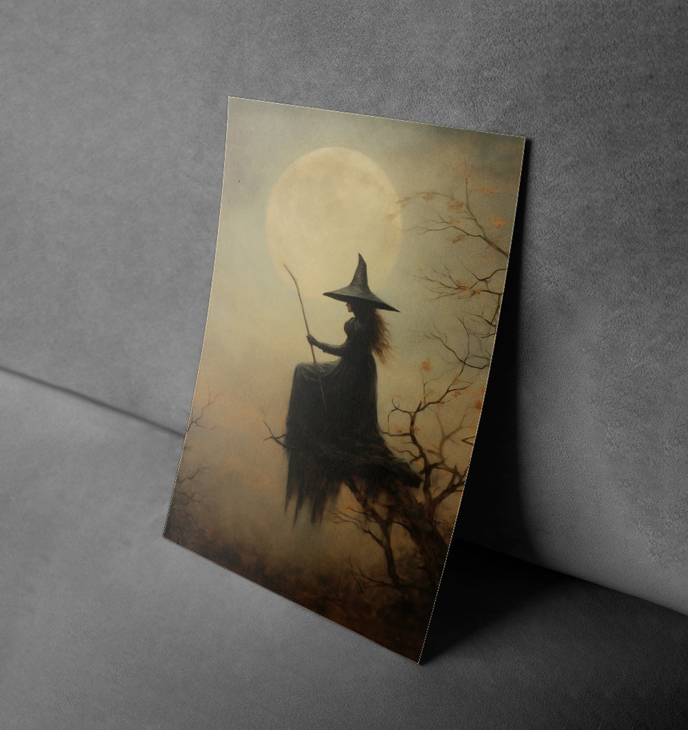 Witch Under Full Moon Halloween Poster