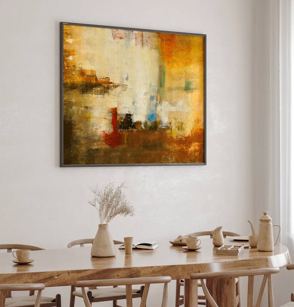 Warm Abstract Landscape – Rustic Serenity Canvas Art