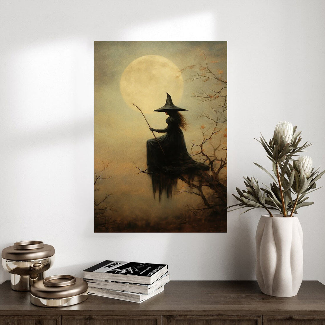 Witch Under Full Moon Halloween Poster