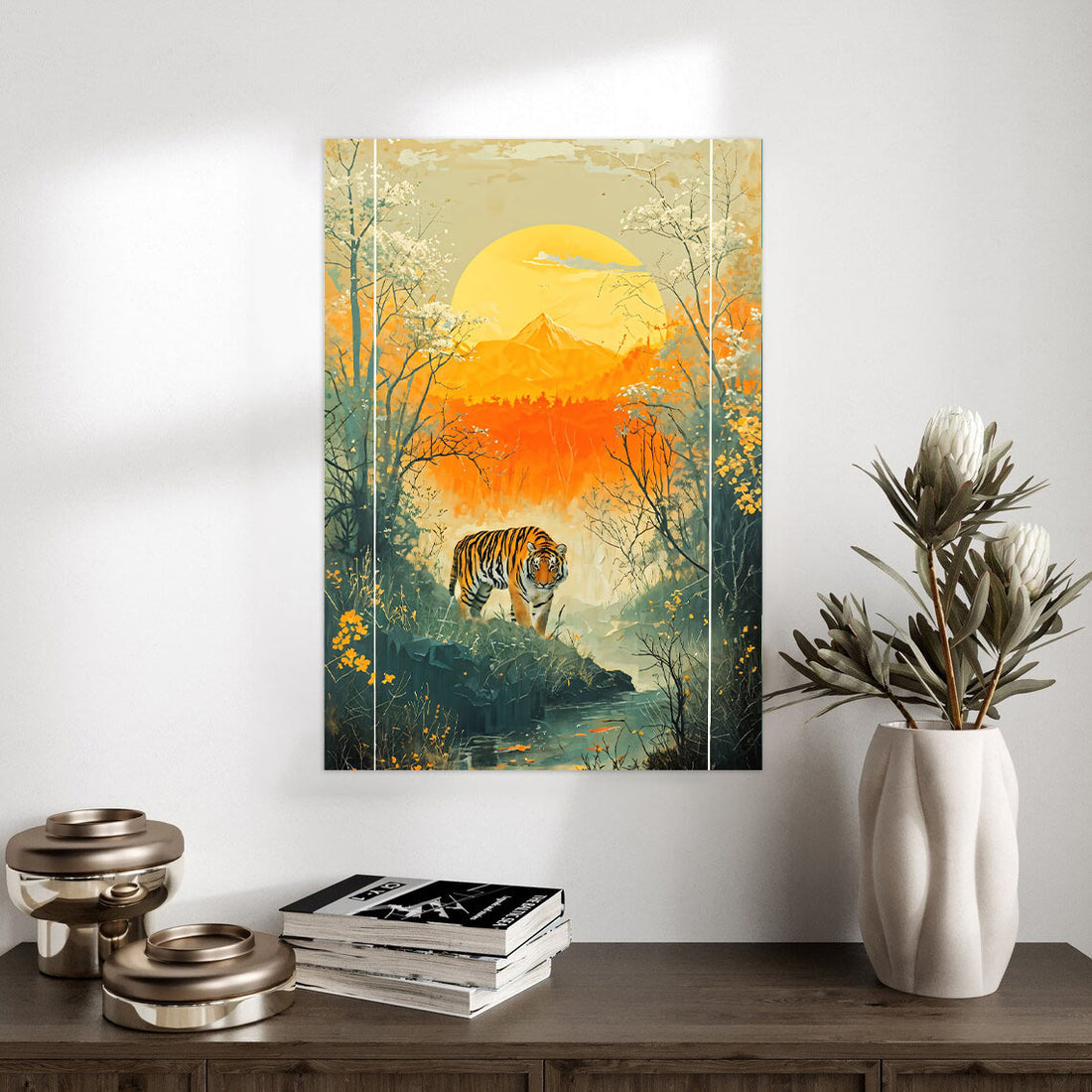 Tiger's Serenity at Dusk – Majestic Wildlife Poster