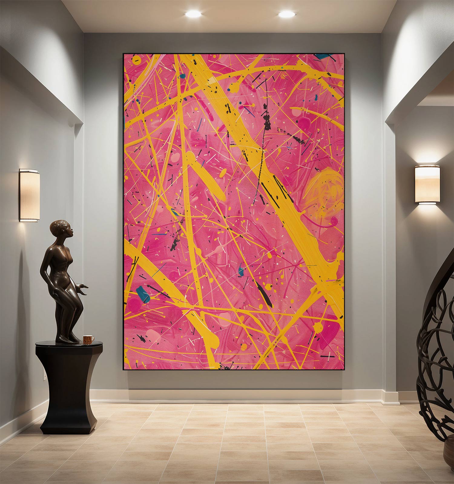 Vibrant Chaos: Bold Abstract Expression Oil Painting