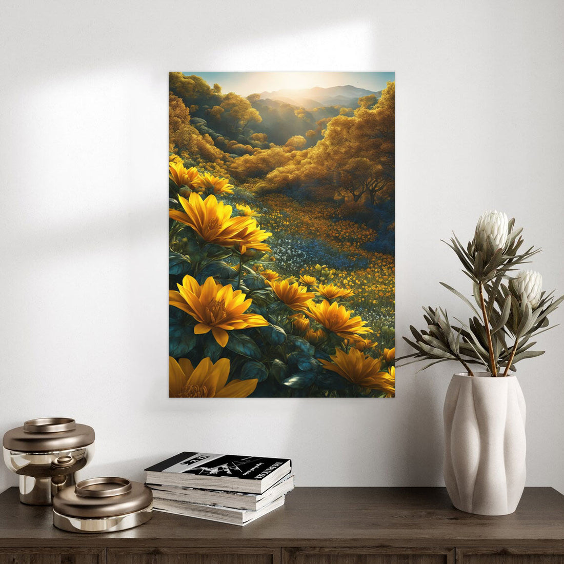 Golden Bloom – Radiant Sunflowers in Nature Poster