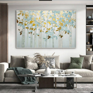 Golden Forest Canopy - Elegant Botanical Canvas Art