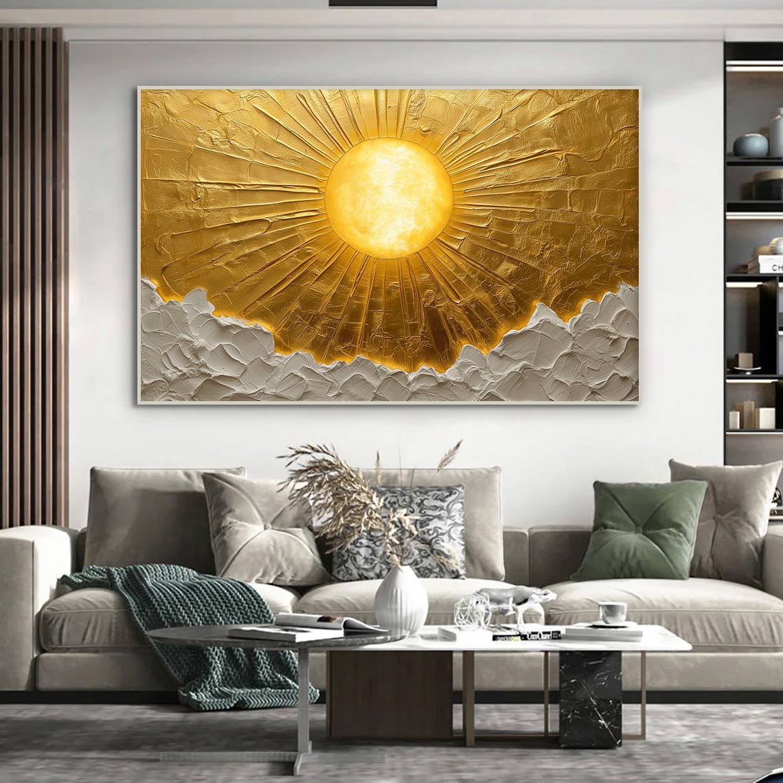 Radiant Golden Sun Textured Canvas Print – A Touch of Luxury