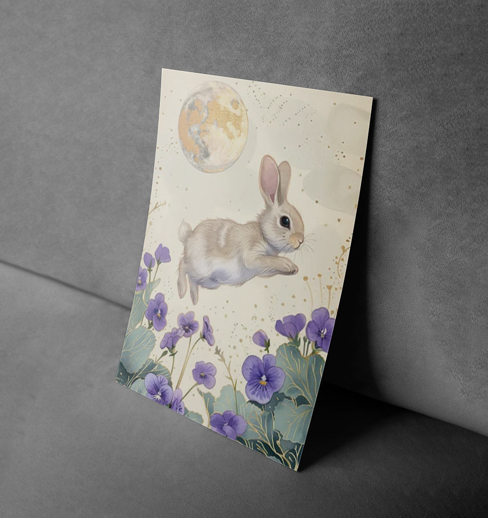 Moonlit Bunny Adventure – Kids Wall Art