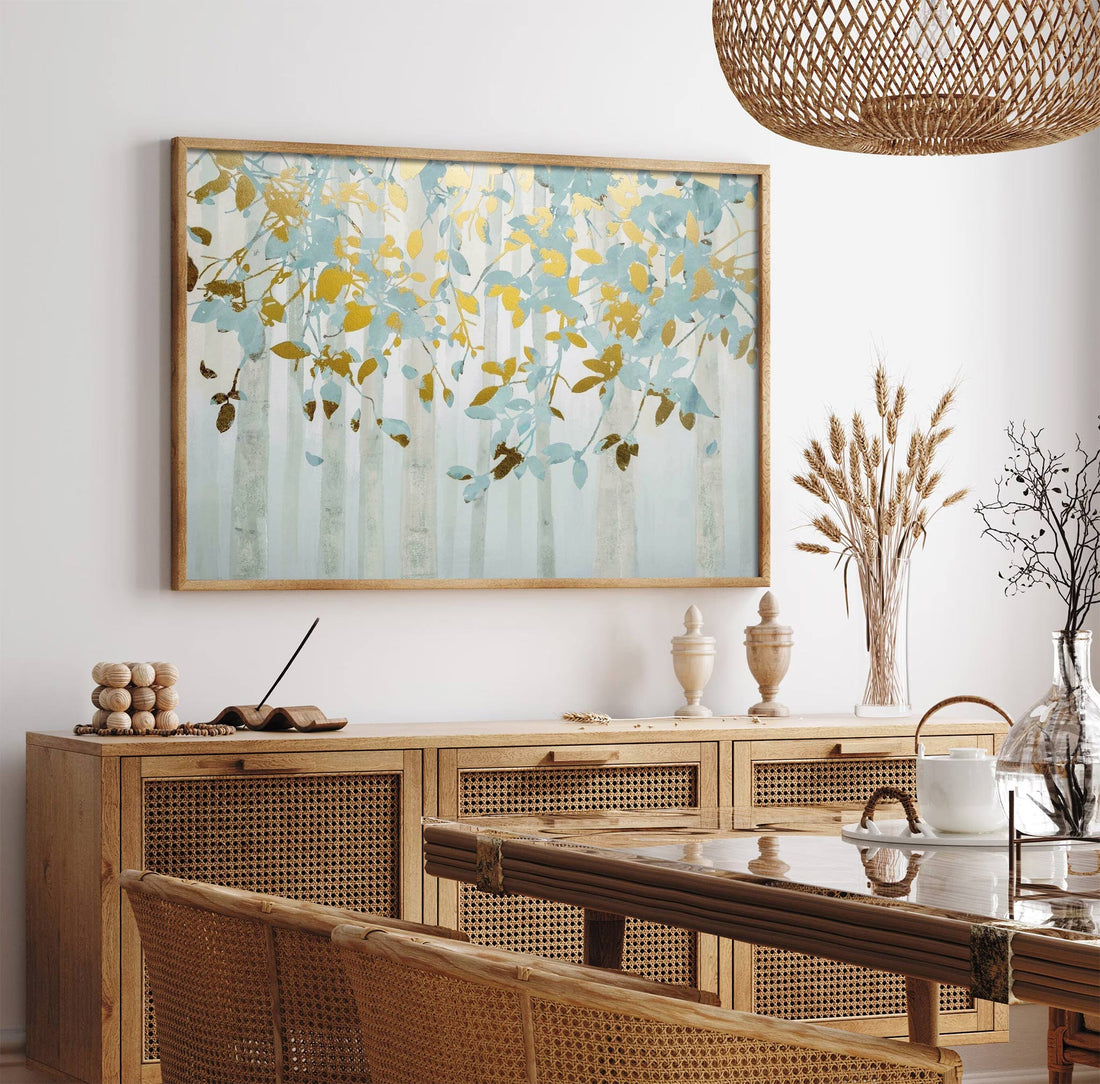 Golden Forest Canopy - Elegant Botanical Canvas Art