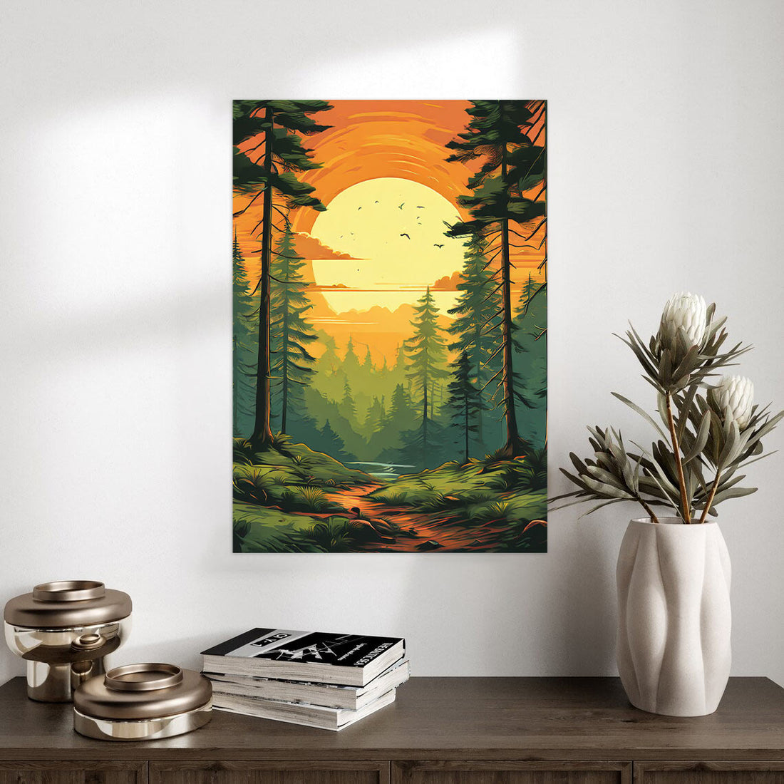 Sunset Forest Path – Majestic Nature Landscape Poster