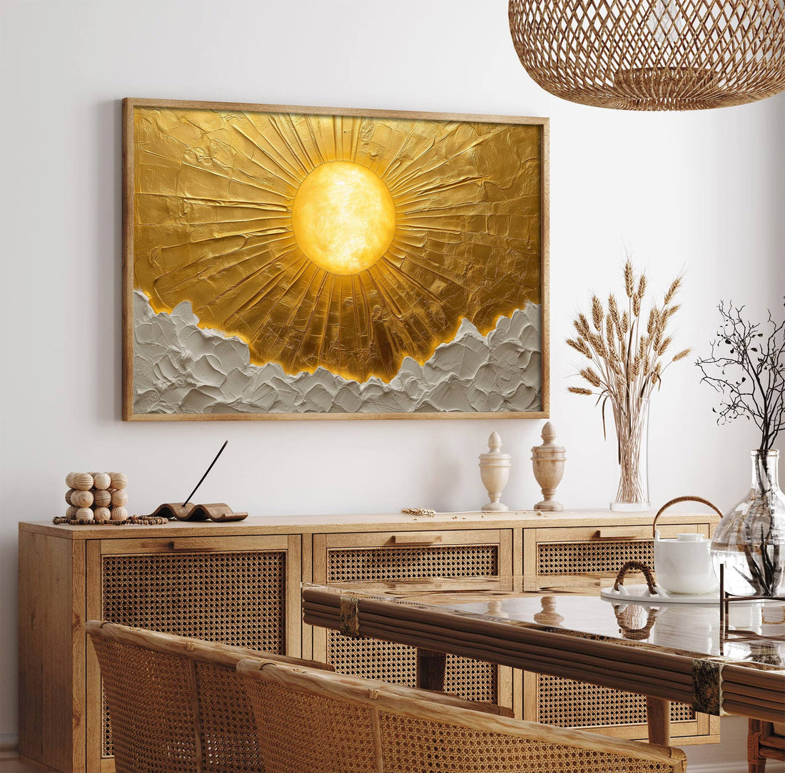 Radiant Golden Sun Textured Canvas Print – A Touch of Luxury