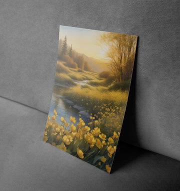 Golden River Flow – Tranquil Nature Landscape Poster