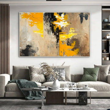 Golden Horizon - Bold Abstract Textured Canvas Art