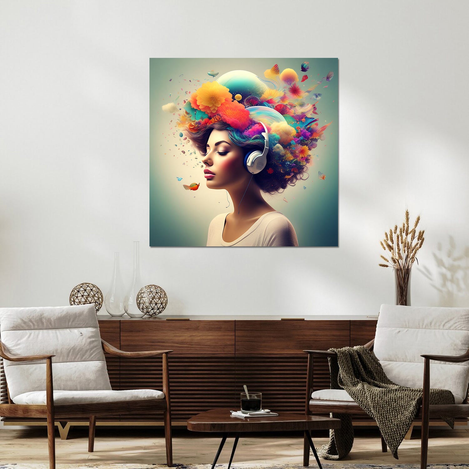 Vibrant Imagination – Colorful Abstract Portrait Canvas Print for Living Room