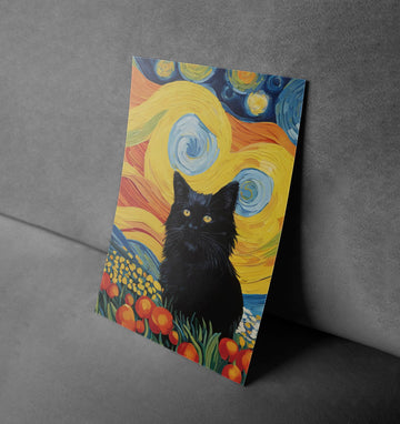 Midnight Muse: A Van Gogh-Inspired Cat