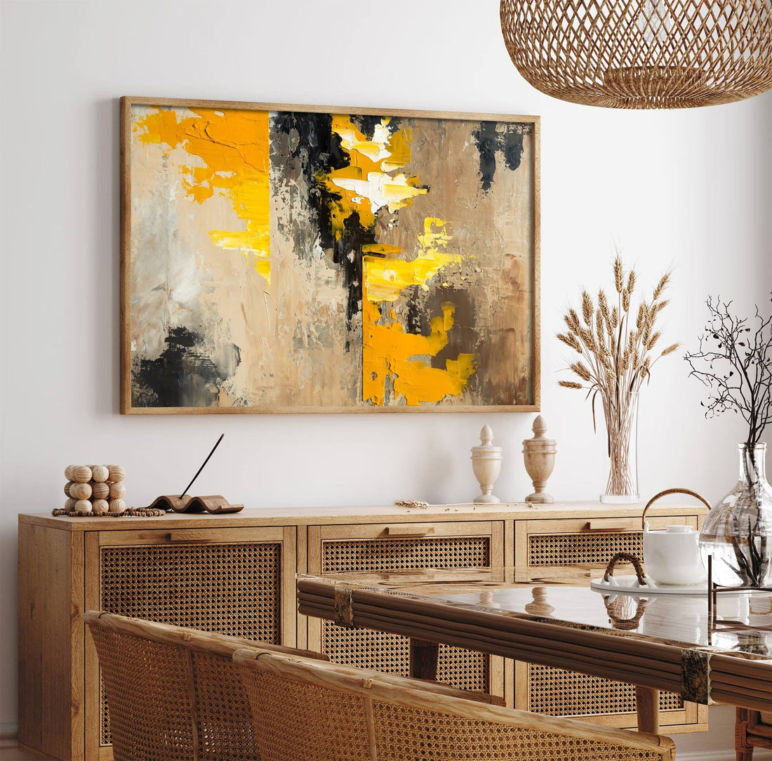 Golden Horizon - Bold Abstract Textured Canvas Art