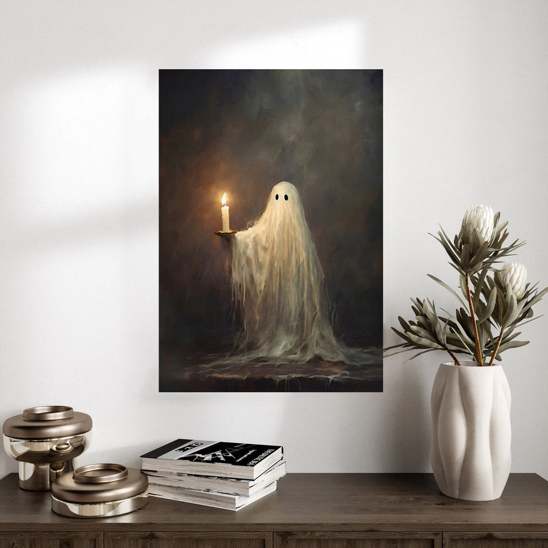 Candlelit Ghostly Specter Halloween Poster