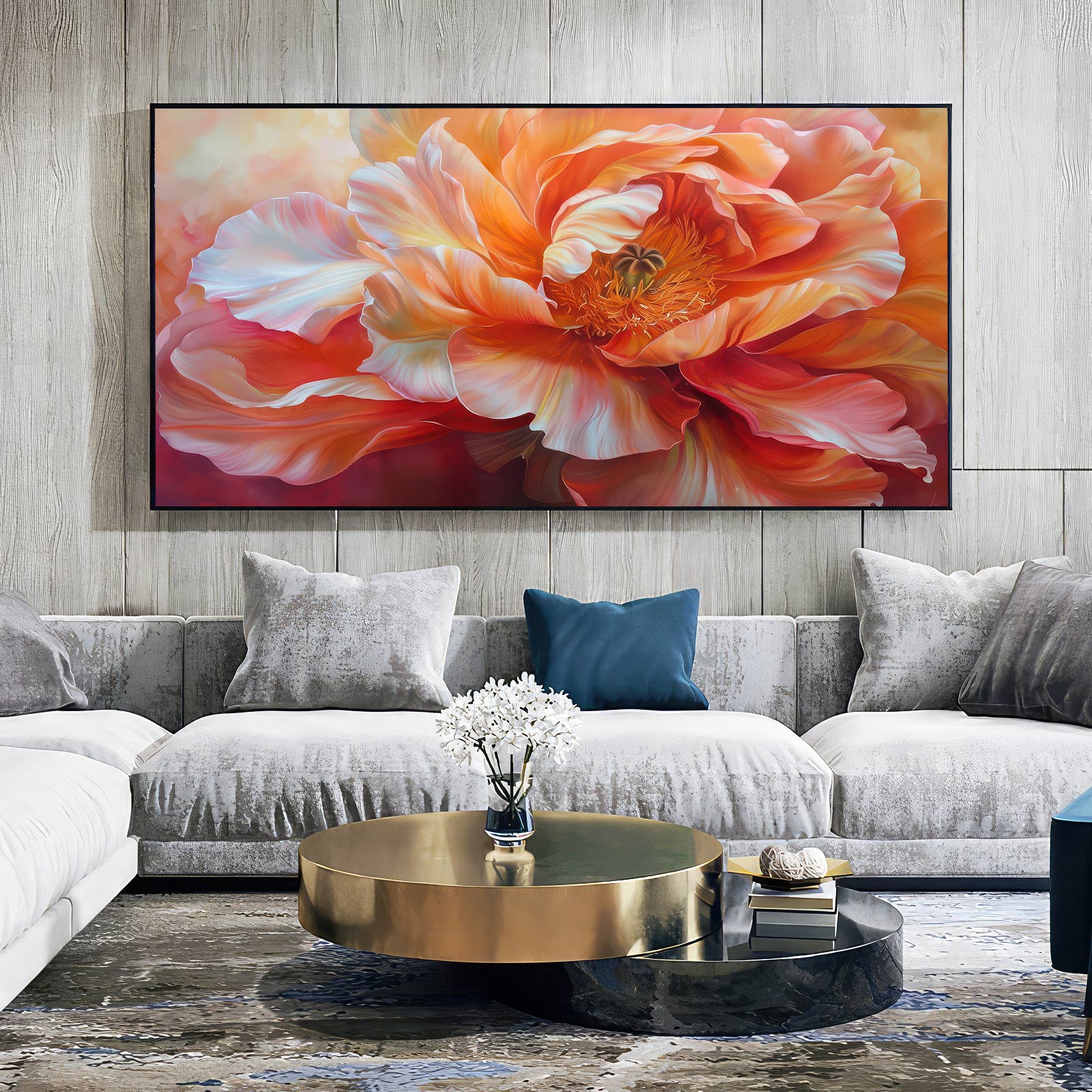 Fiery Blossom: Vibrant Floral Oil Painting with Bold Petals