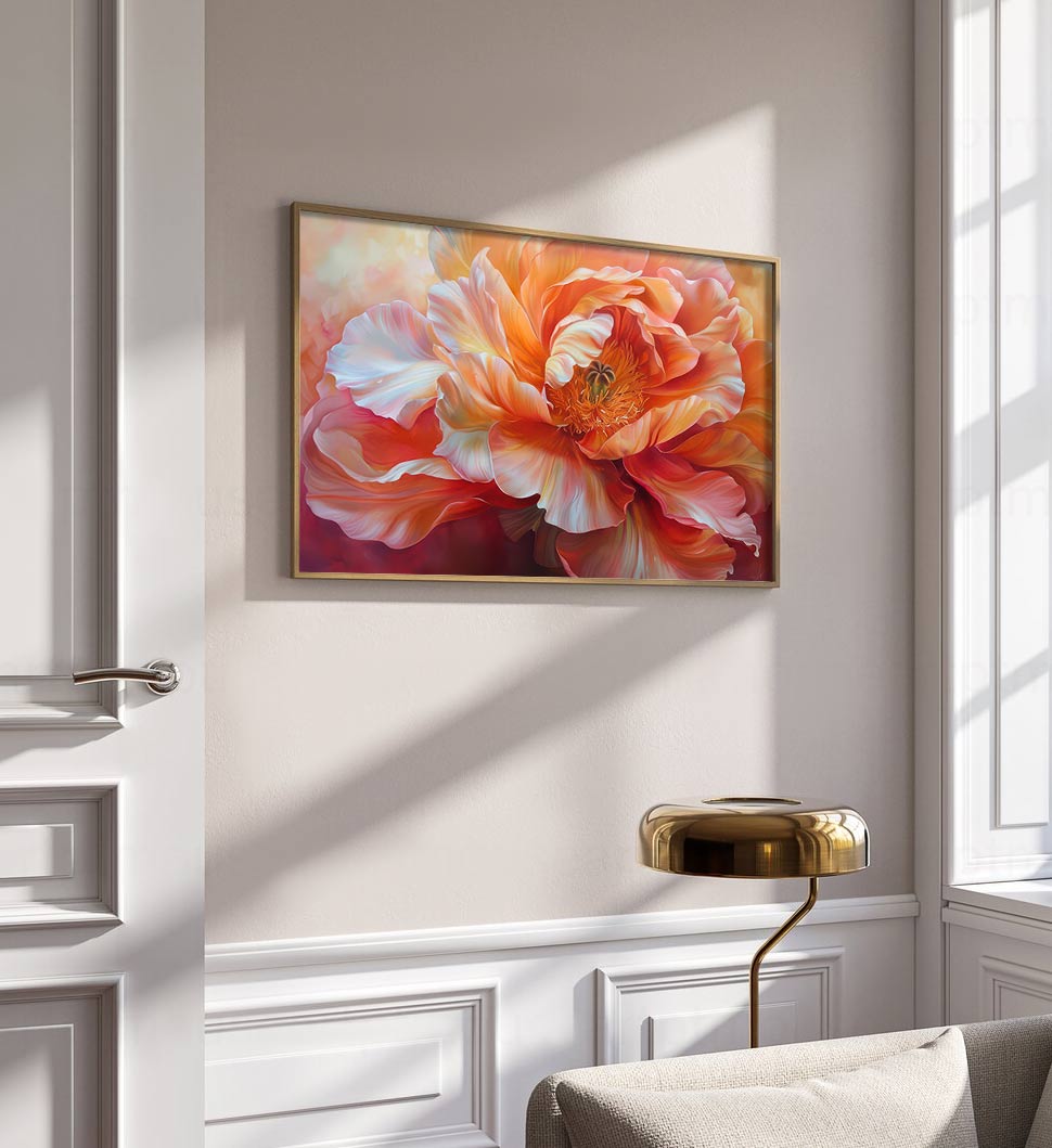 Fiery Blossom: Vibrant Floral Oil Painting with Bold Petals