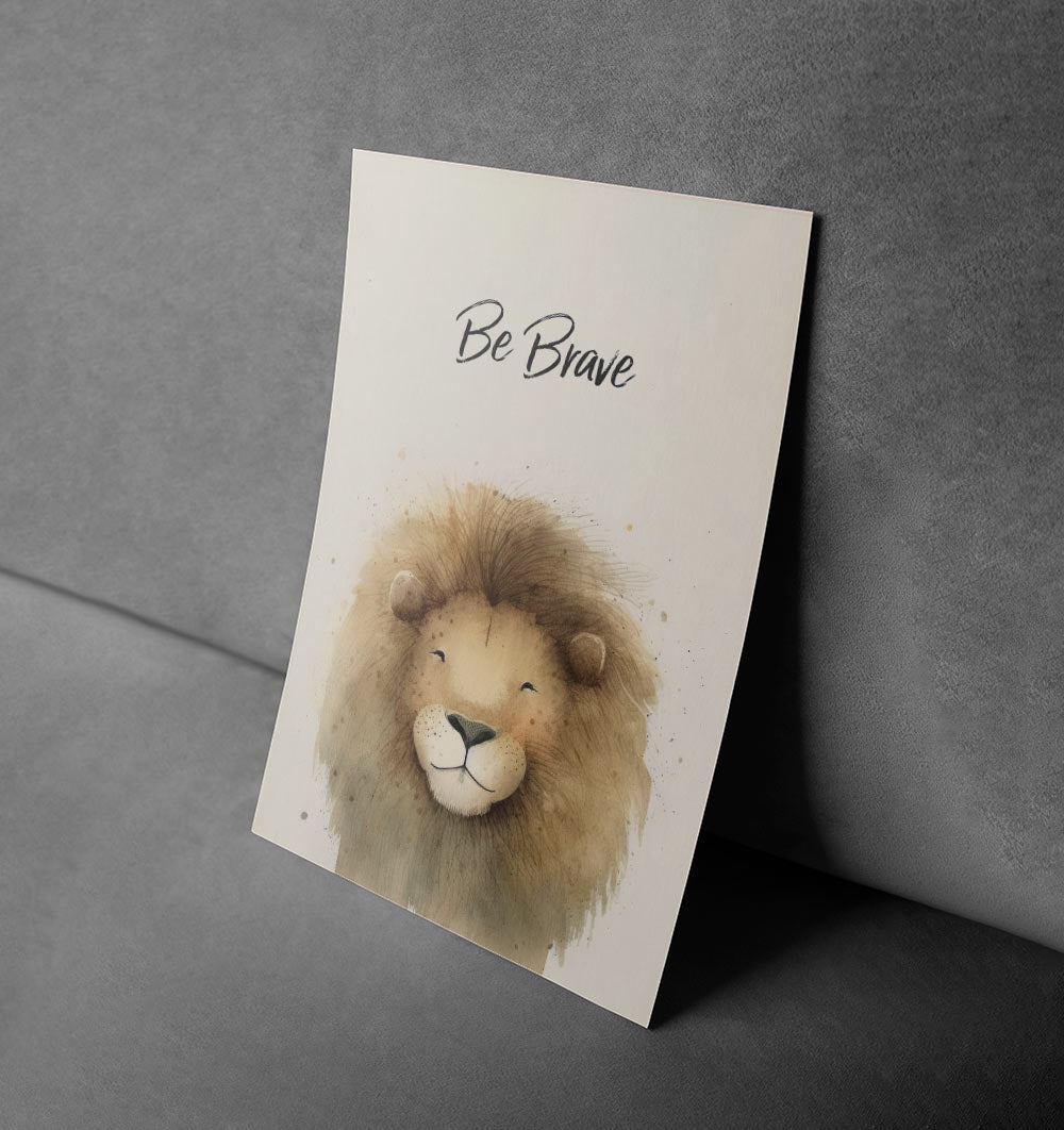 Be Brave Lion – Inspirational Wall Art for Kids