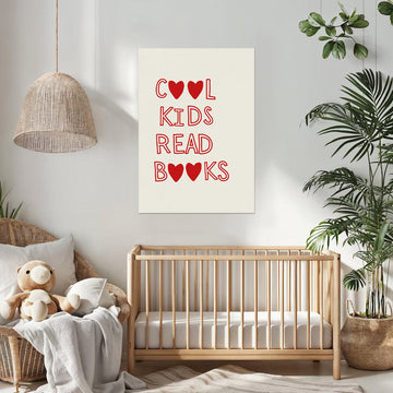 Cool Kids Read Books - Motivational Canvas Poster for Kids Room