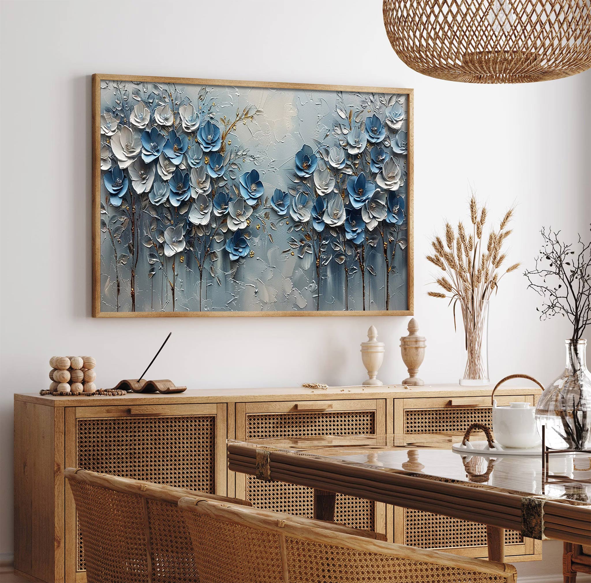 Serene Serenity: A Blue Floral Tapestry