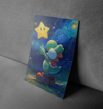 Yoshi Starry Night Gaming Art Poster