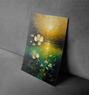 Golden Horizon Glow – Radiant Floral Nature Poster