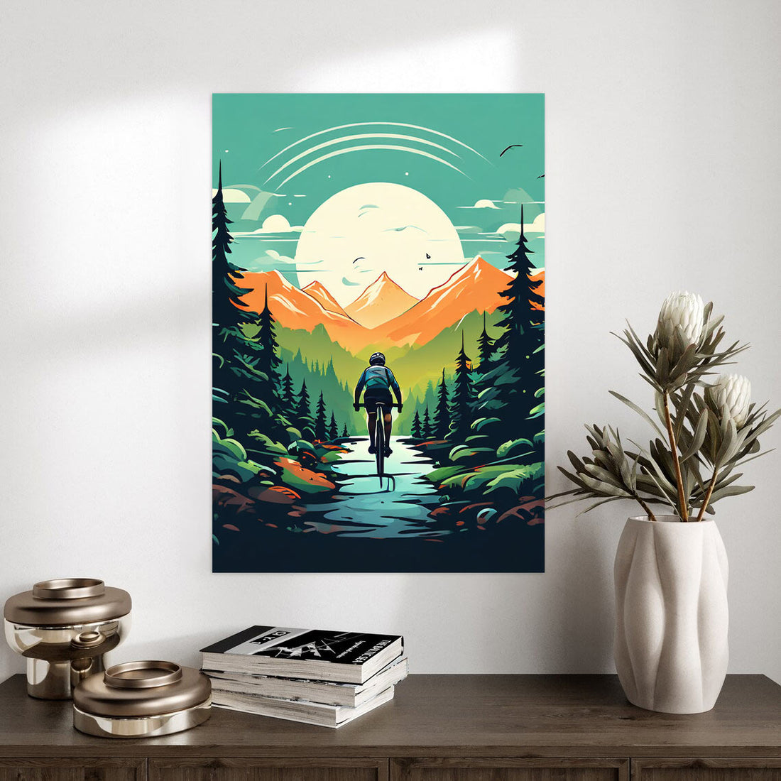 Mountain Sunrise Cycling – Nature Adventure Poster