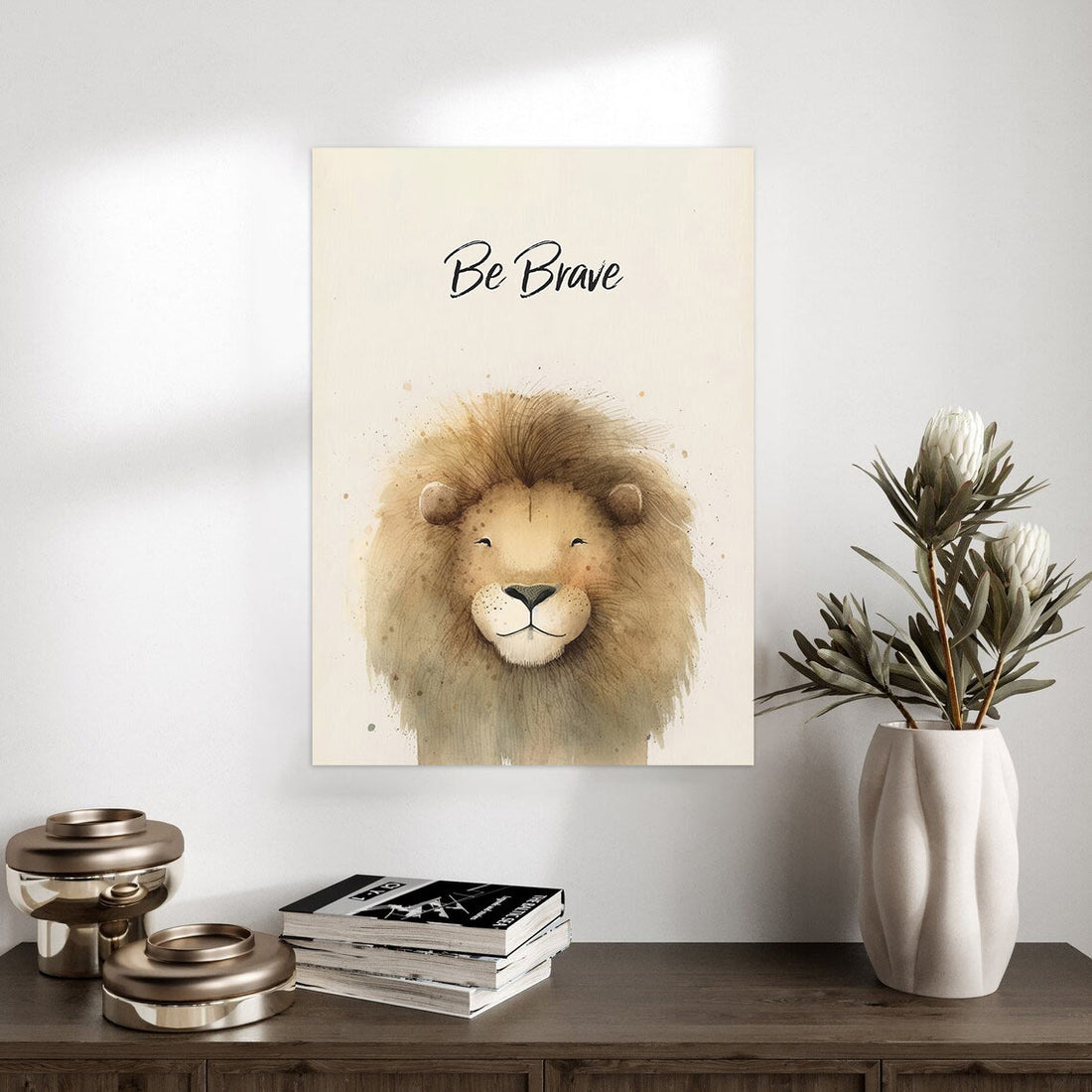 Be Brave Lion – Inspirational Wall Art for Kids