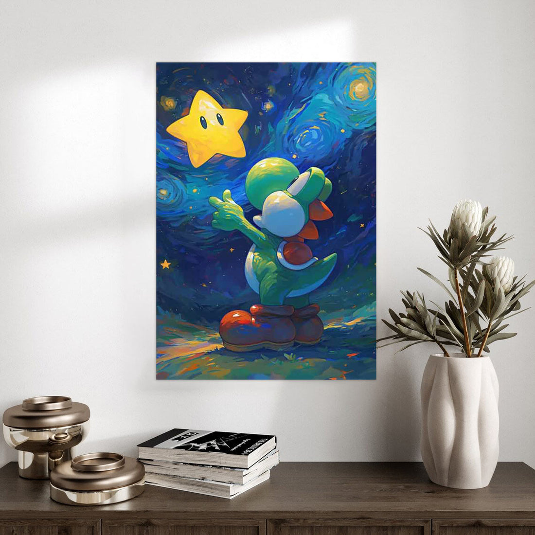 Yoshi Starry Night Gaming Art Poster