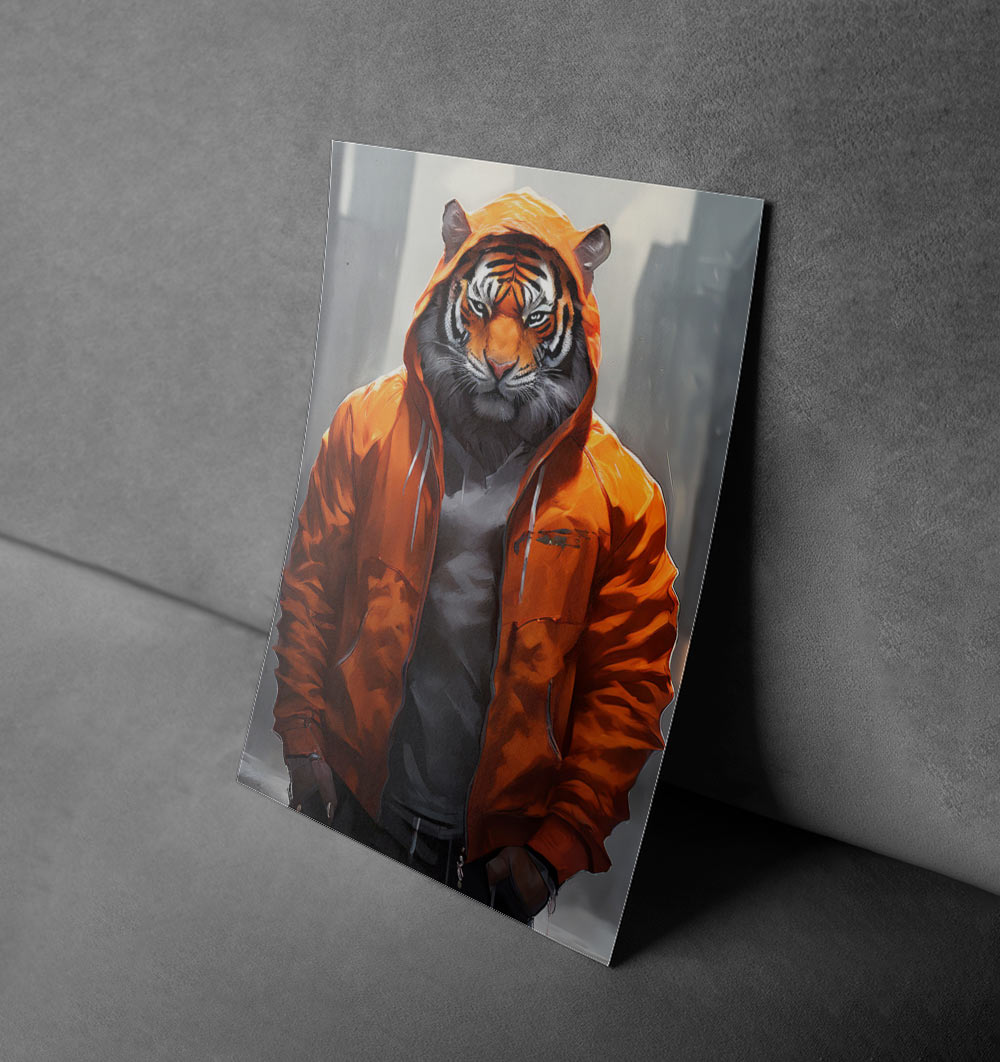 Urban Jungle Vibes - Tiger in Hoodie Canvas Poster