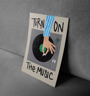 Turn On The Music – Retro Vinyl Art Canvas for Living Room